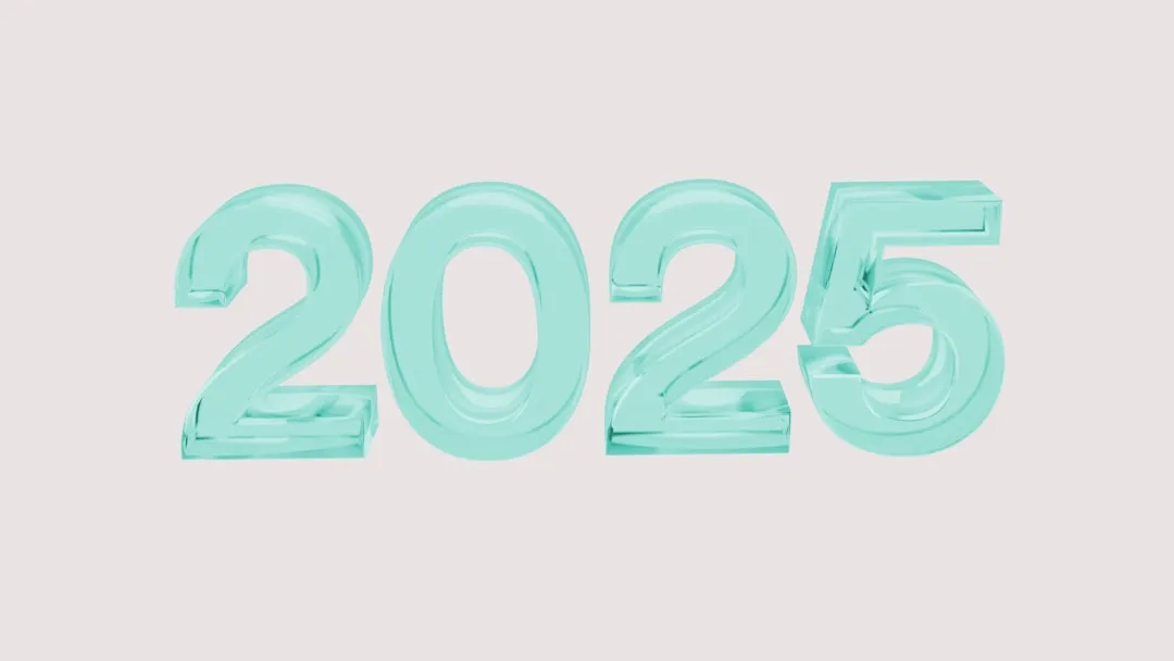 O número 2025 em grandes blocos brancos sobre um fundo azul claro.