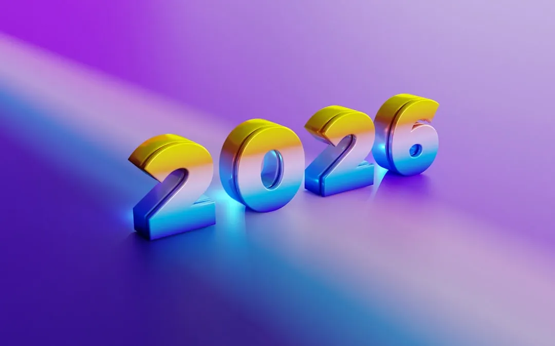 O ano de 2026 em números metálicos 3D